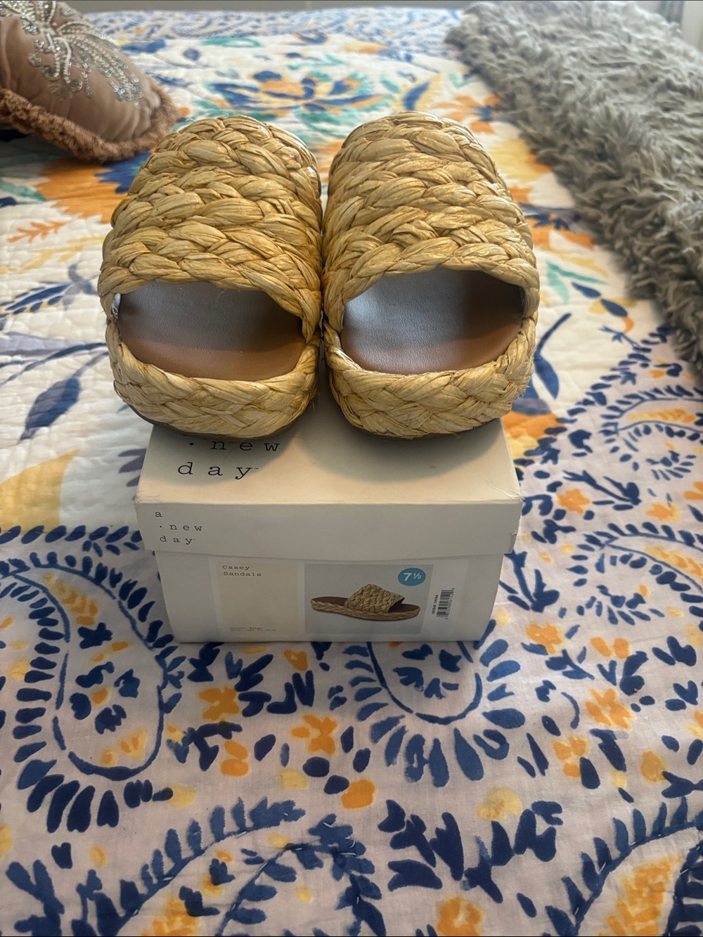 a new day Braided Straw Slide Sandals - Tan